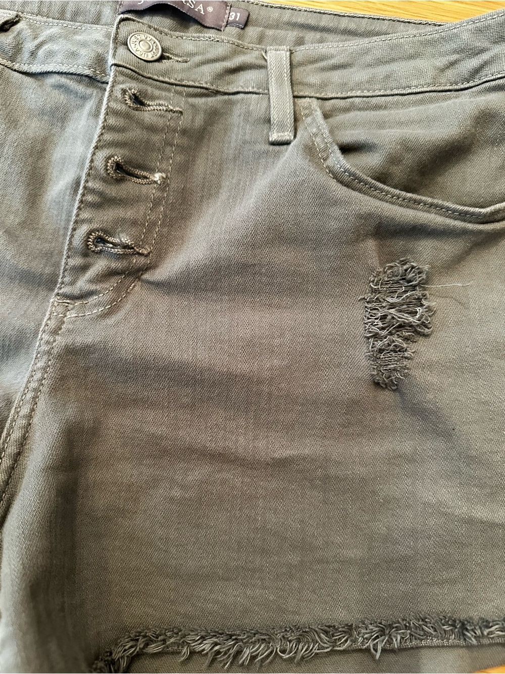 Distressed High-Rise Denim Shorts - Picture 2 of 5